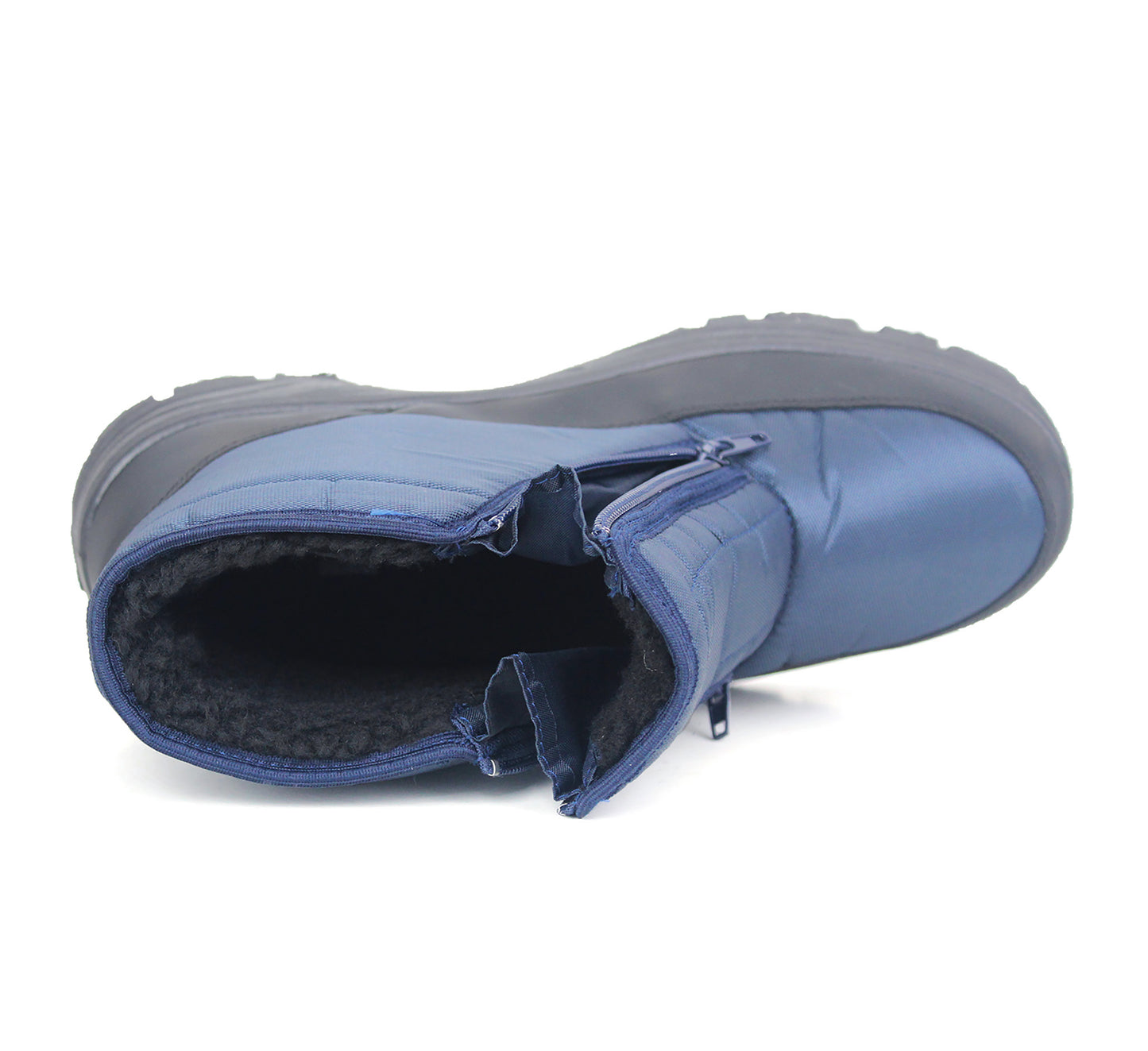 Mens Navy Snow Boots Warm Thermal Fleece Lined Zip Up Slip On Insulated Outdoor Winter Walking Ankle Boots