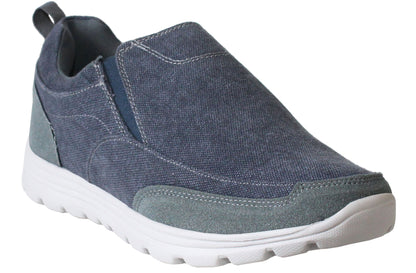 Mens Super Lightweight Memory Foam Slip On Navy Denim Canvas Go Walk Running Trainers