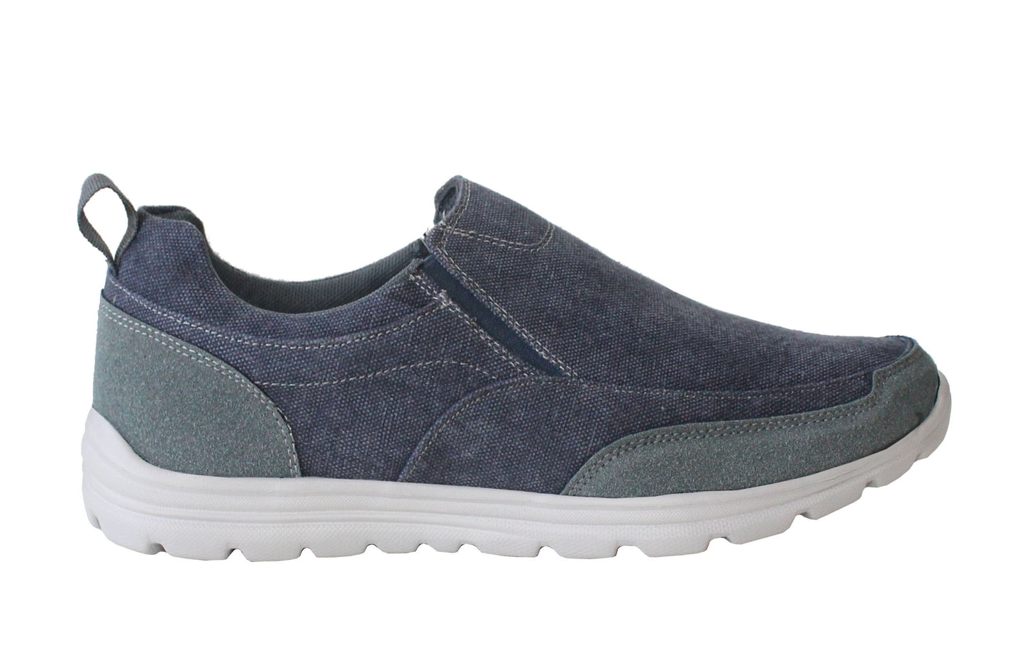 Mens Super Lightweight Memory Foam Slip On Navy Denim Canvas Go Walk Running Trainers