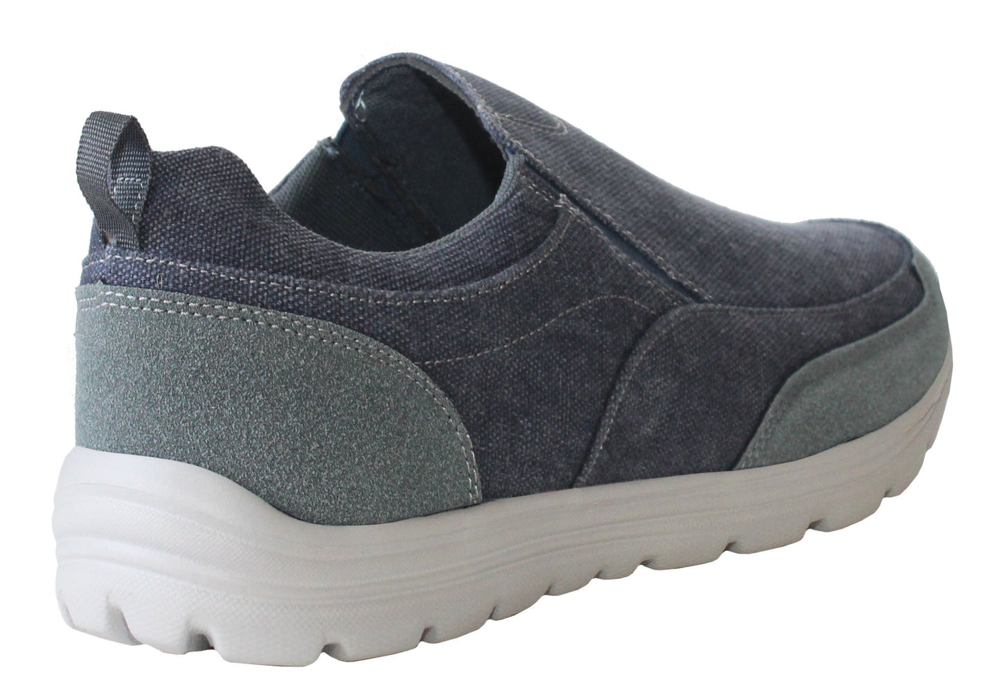 Mens Super Lightweight Memory Foam Slip On Navy Denim Canvas Go Walk Running Trainers