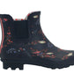 Womens Navy Floral Wellington Low Cut Wellies Short Ankle Wellington Boots