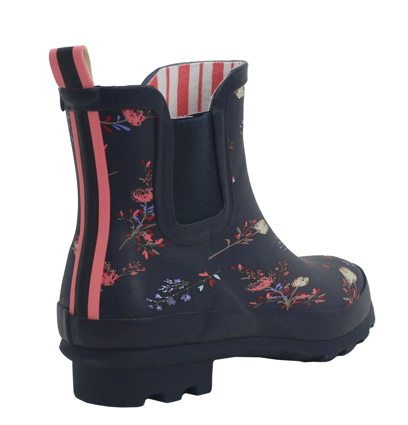 Womens Navy Floral Wellington Low Cut Wellies Short Ankle Wellington Boots