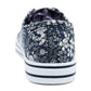 Womens Ladies Canvas Lace Up Denim Floral Baseball Sneakers Casual Flat Plimsoll Trainers Fashion Pumps Navy Floral