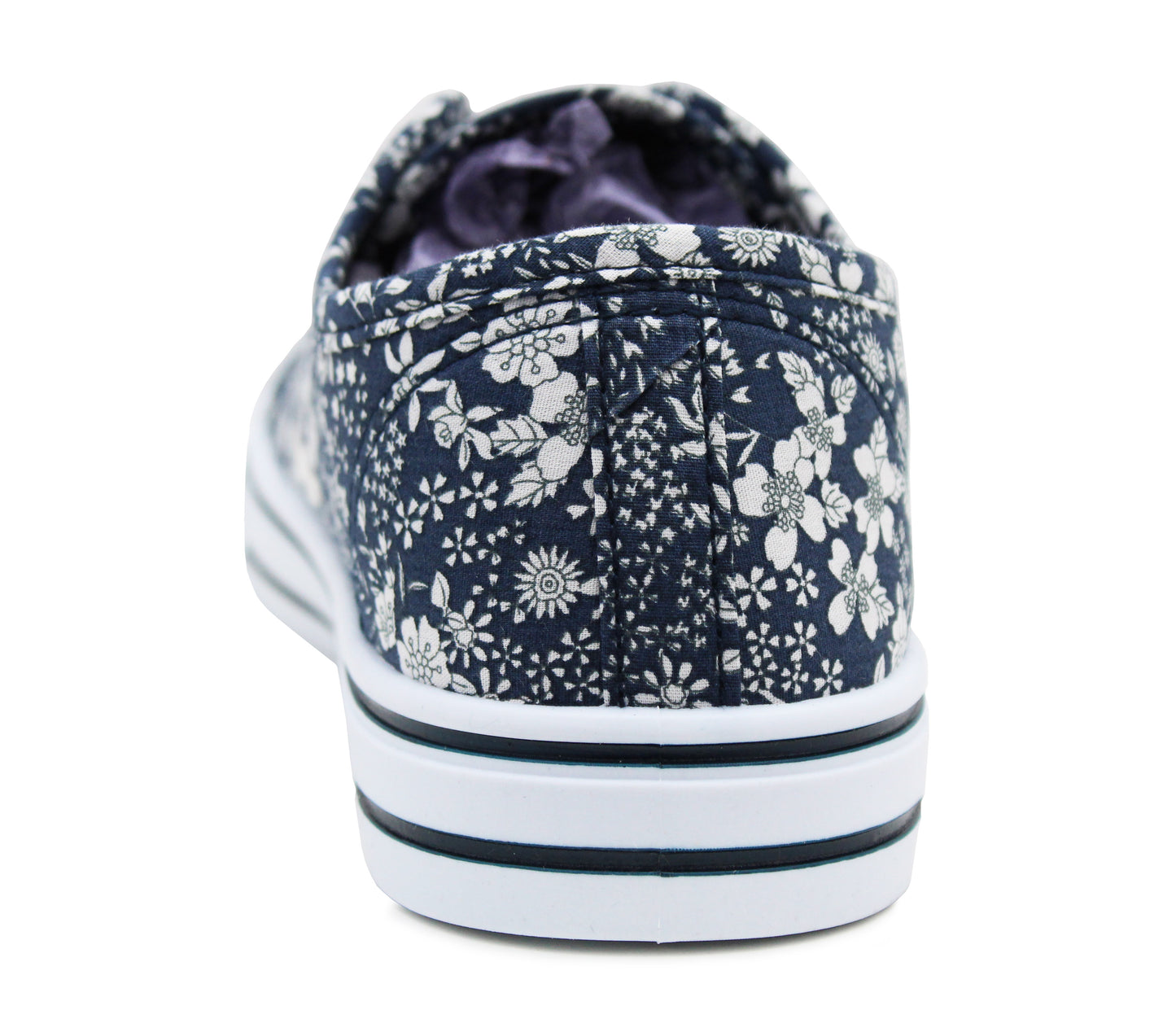 Womens Ladies Canvas Lace Up Denim Floral Baseball Sneakers Casual Flat Plimsoll Trainers Fashion Pumps Navy Floral