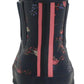 Womens Navy Floral Wellington Low Cut Wellies Short Ankle Wellington Boots