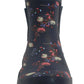 Womens Navy Floral Wellington Low Cut Wellies Short Ankle Wellington Boots