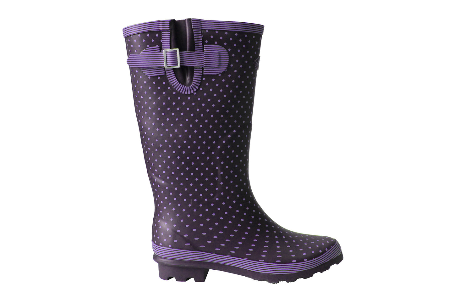 Womens Ladies Wide Calf Adjustable Wellies Waterproof Rain Festival Dog Walking Wellington Boots Navy Lilac