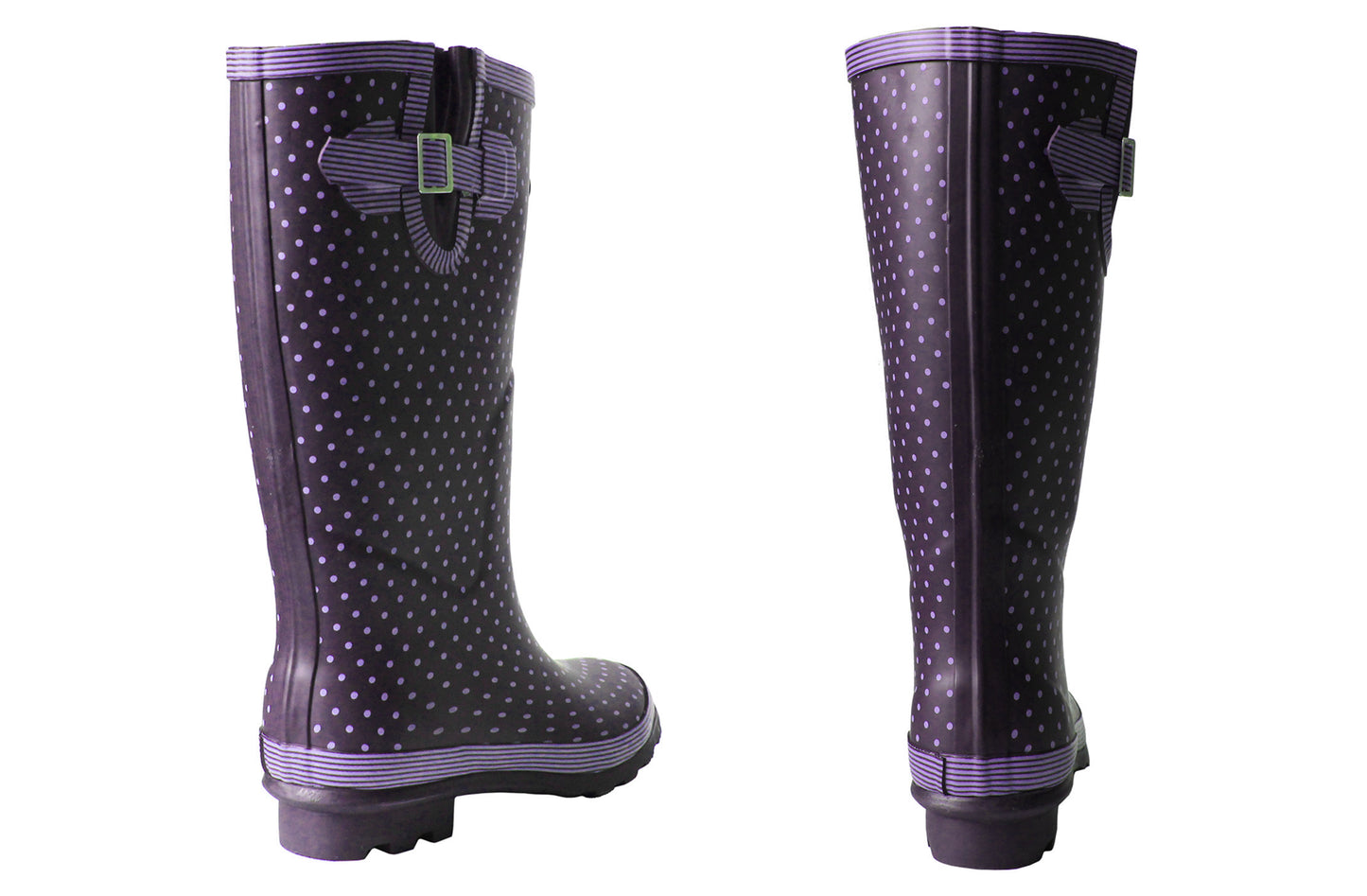 Womens Ladies Wide Calf Adjustable Wellies Waterproof Rain Festival Dog Walking Wellington Boots Navy Lilac