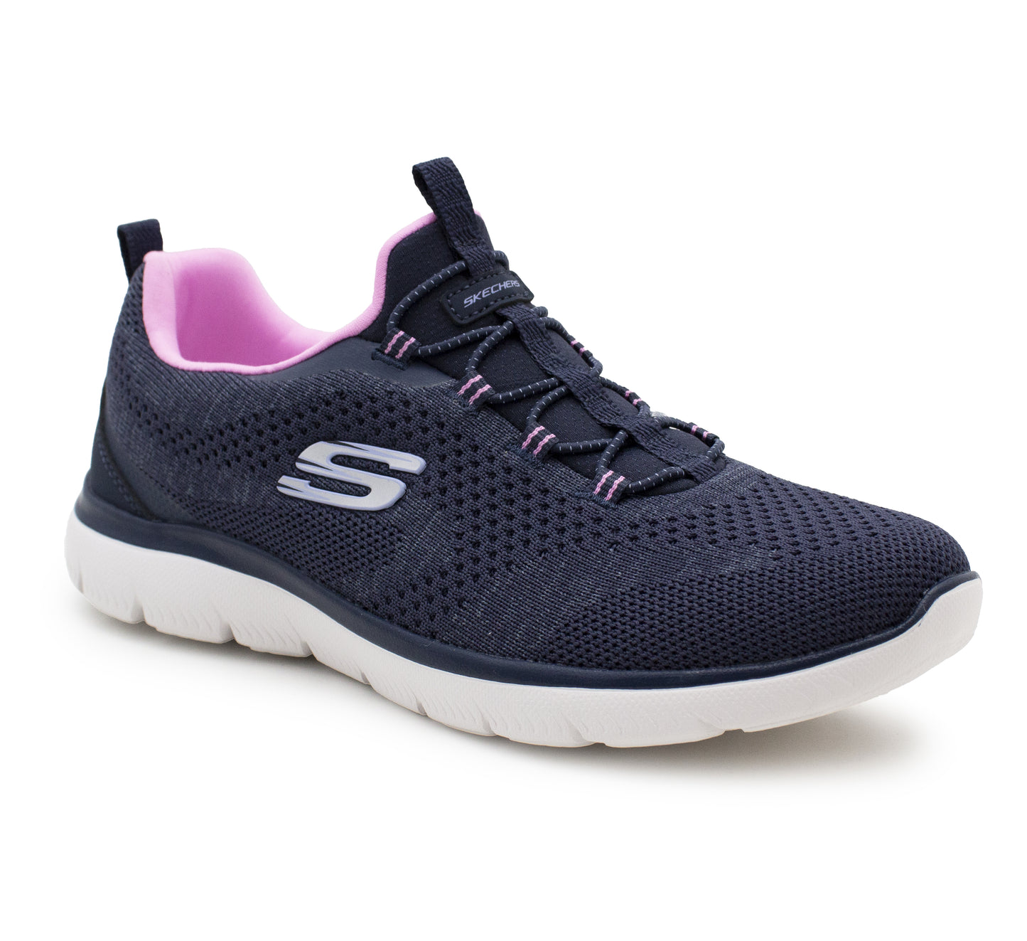 Skechers Women's Summits Trainers Lightweight Memory Foam Lace Up Sneakers Navy Pink
