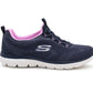 Skechers Women's Summits Trainers Lightweight Memory Foam Lace Up Sneakers Navy Pink