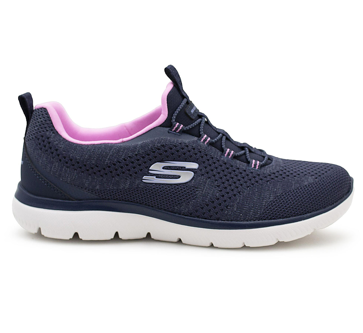 Skechers Women's Summits Trainers Lightweight Memory Foam Lace Up Sneakers Navy Pink