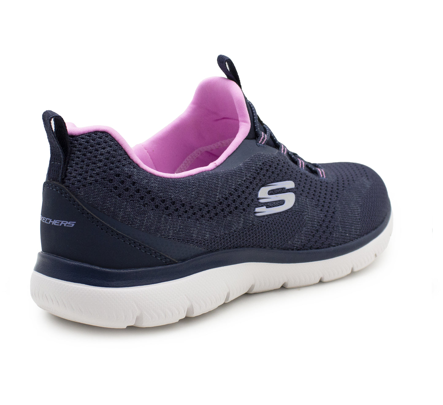 Skechers Women's Summits Trainers Lightweight Memory Foam Lace Up Sneakers Navy Pink