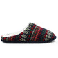 Mens Winter Slippers Faux Fur Lined Backless Mules Knitted Fair Isle Lightweight Slip On Indoor House Shoes