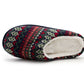 Mens Winter Slippers Faux Fur Lined Backless Mules Knitted Fair Isle Lightweight Slip On Indoor House Shoes