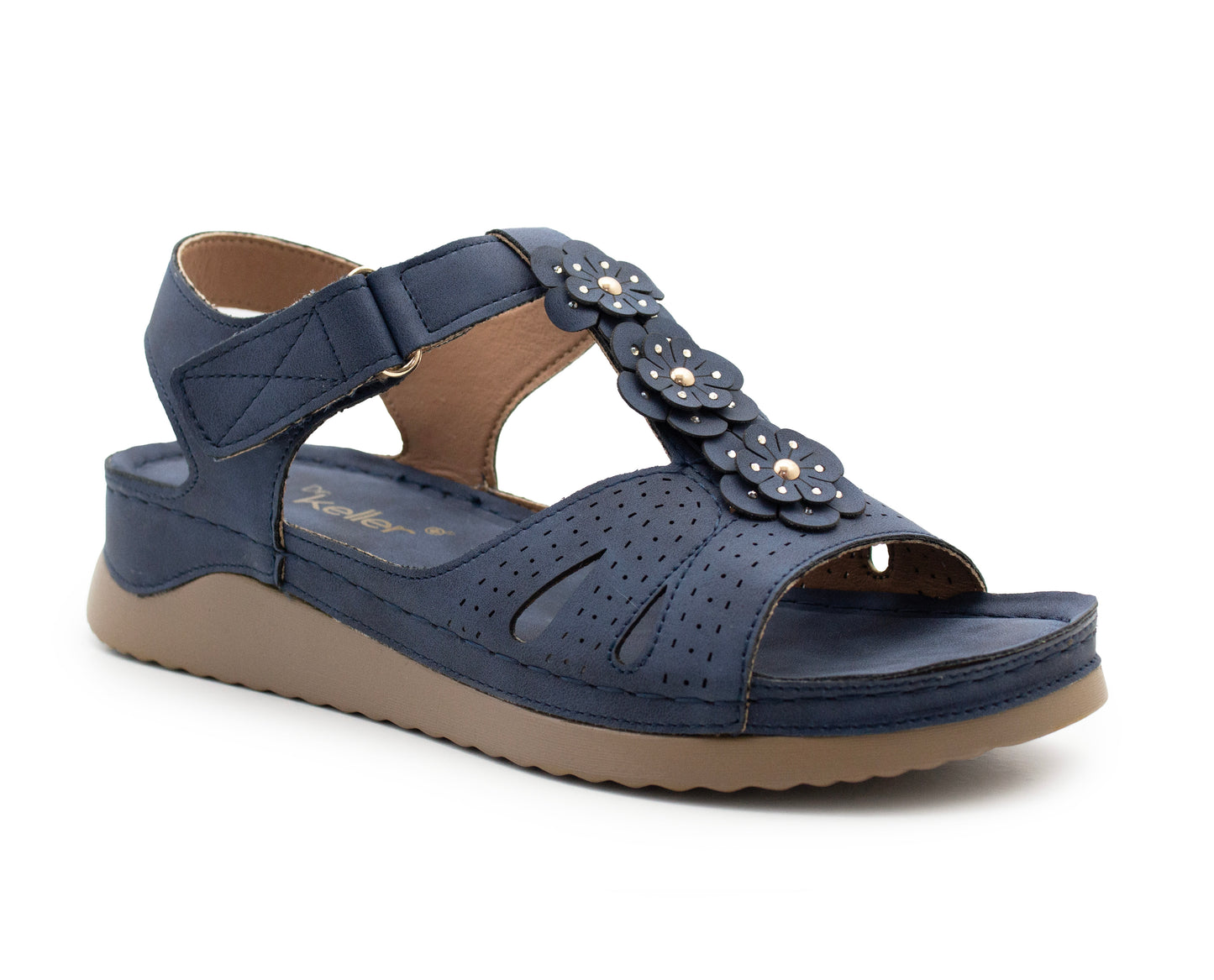 Womens Adjustable Sandals Ladies Low Wedge T-Bar Summer Beach Walking Shoes