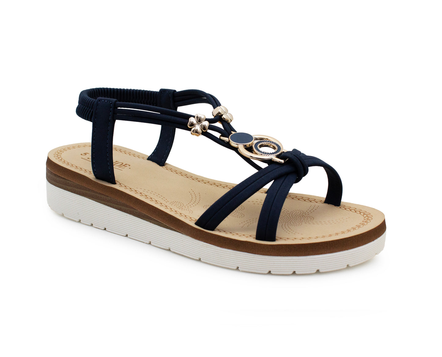 Womens Strappy Wedge Sandals Elastic Back Strap Platform Sole Comfort Flat Open Toe Summer Casual Beach Holiday Shoes