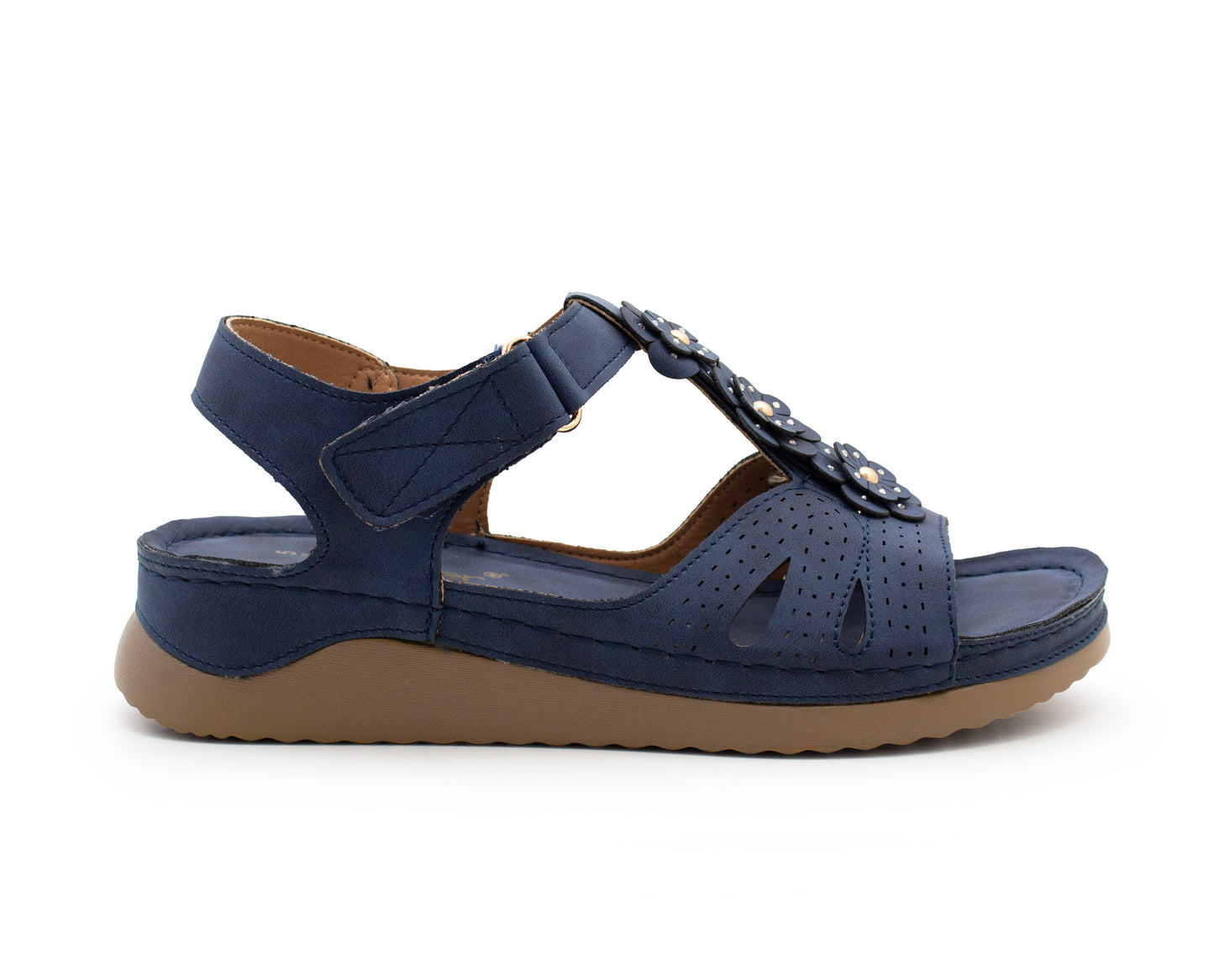 Womens Adjustable Sandals Ladies Low Wedge T-Bar Summer Beach Walking Shoes