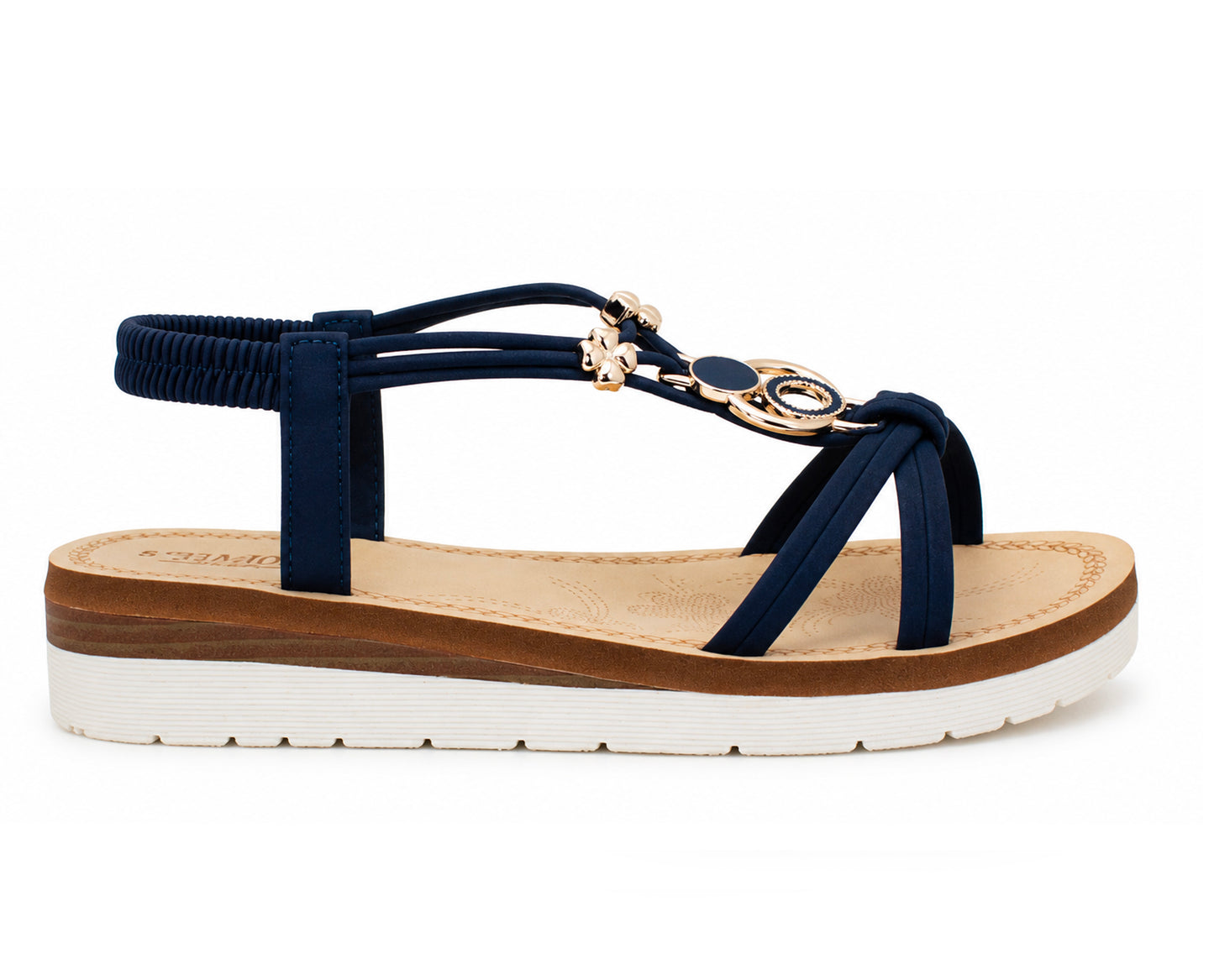 Womens Strappy Wedge Sandals Elastic Back Strap Platform Sole Comfort Flat Open Toe Summer Casual Beach Holiday Shoes