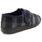 Mens Touch Fasten Slippers Navy Blue Check Felt Wide Opening House Shoes Casual Comfort Indoor Slipper