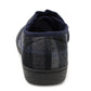 Mens Touch Fasten Slippers Navy Blue Check Felt Wide Opening House Shoes Casual Comfort Indoor Slipper