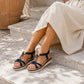 Womens Strappy Wedge Sandals Elastic Back Strap Platform Sole Comfort Flat Open Toe Summer Casual Beach Holiday Shoes