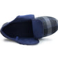 Mens Touch Fasten Slippers Navy Blue Check Felt Wide Opening House Shoes Casual Comfort Indoor Slipper