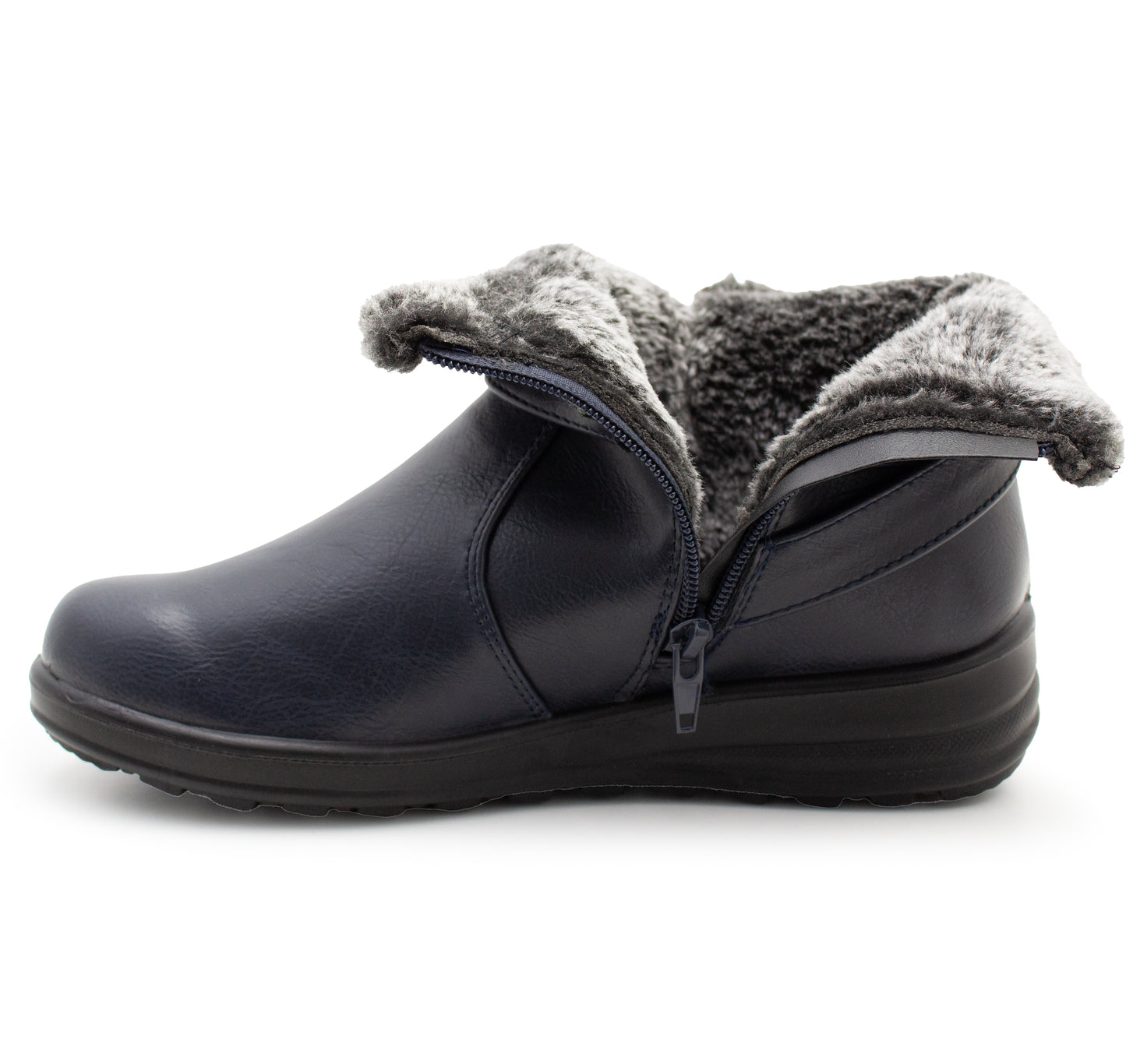 Womens Winter Boots Warm Faux Fur Lined Ladies Zip Up Thermal Snow Ankle Boots