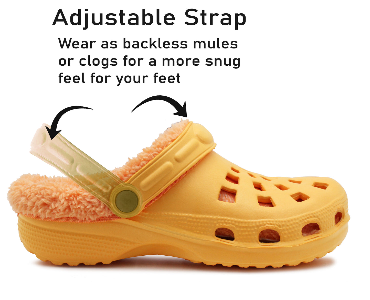 Womens Warm Fur Lined Thermal Orange Garden Clogs Lightweight EVA Slip On Slippers Kitchen Nurse Indoor House Shoes Sandals