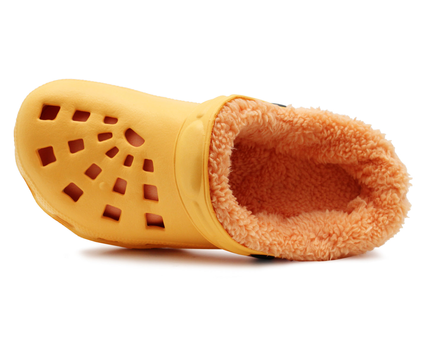 Womens Warm Fur Lined Thermal Orange Garden Clogs Lightweight EVA Slip On Slippers Kitchen Nurse Indoor House Shoes Sandals