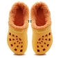 Womens Warm Fur Lined Thermal Orange Garden Clogs Lightweight EVA Slip On Slippers Kitchen Nurse Indoor House Shoes Sandals