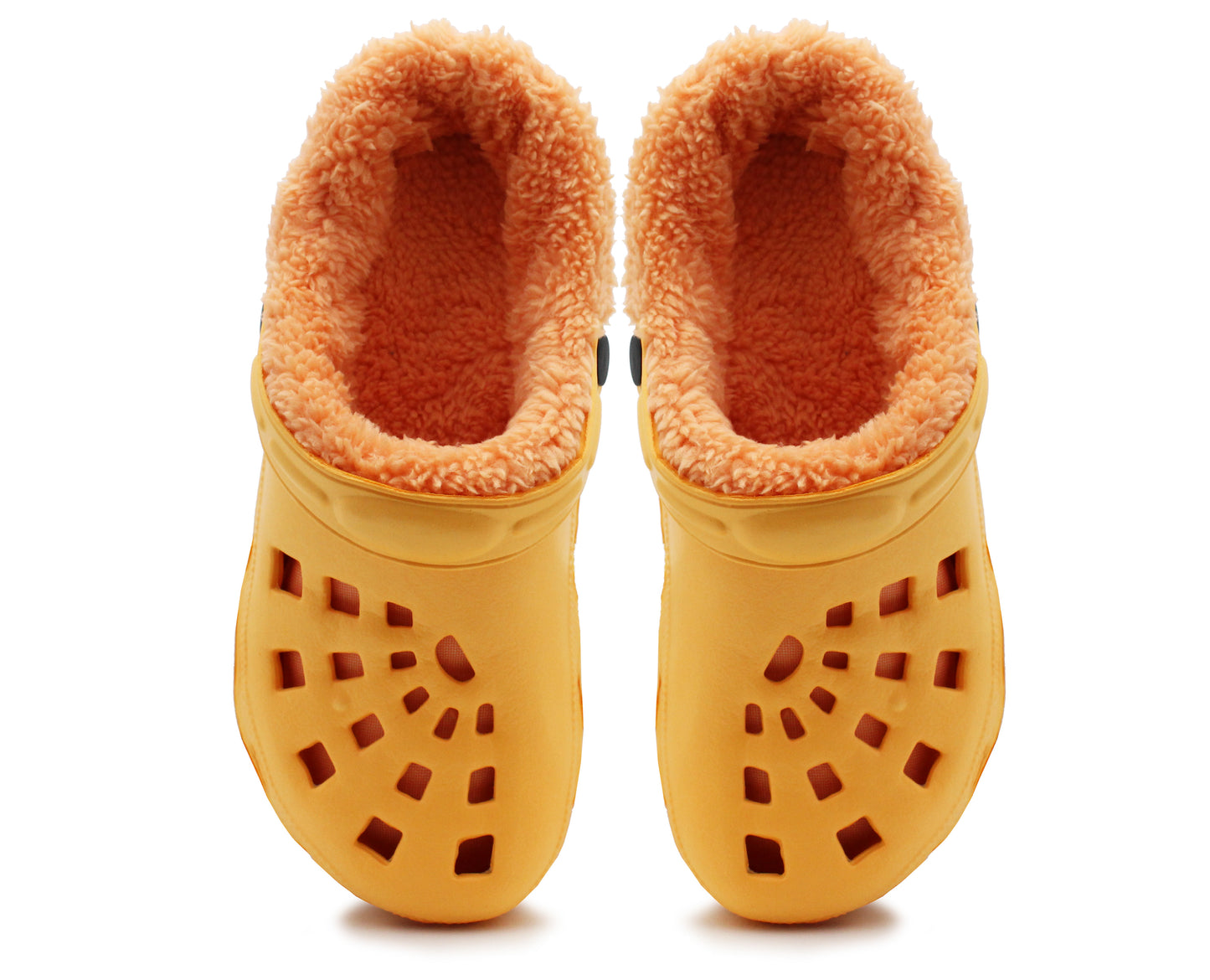 Womens Warm Fur Lined Thermal Orange Garden Clogs Lightweight EVA Slip On Slippers Kitchen Nurse Indoor House Shoes Sandals