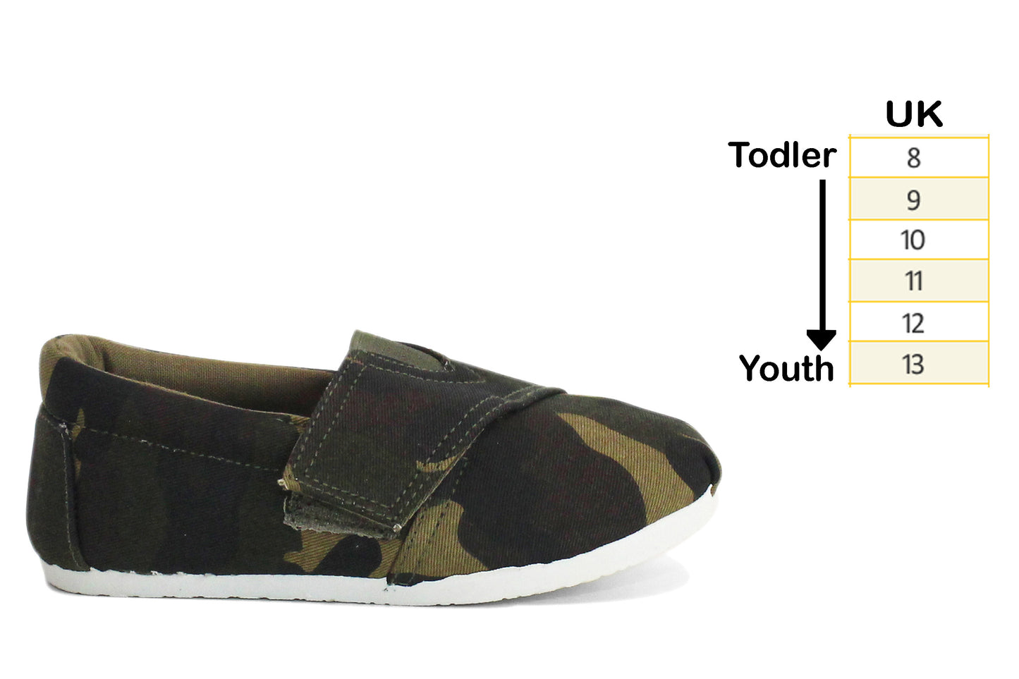 A4596 Boys Kids Camo Canvas Touch Fasten