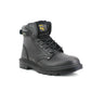 Grafters Mens Black Leather Lace Up Steel Toe Cap S1 Safety Padded Ankle Collar Work Boots
