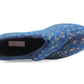 Womens Ladies Diabetic Orthopedic Washable Navy Floral Velour Comfort Wide Opening Touch Fasten Slippers