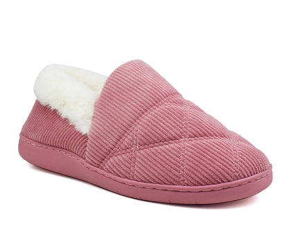 Ladies Womens Faux Fur Lined Warm Slip On Lightweight Hard Sole Winter Slippers