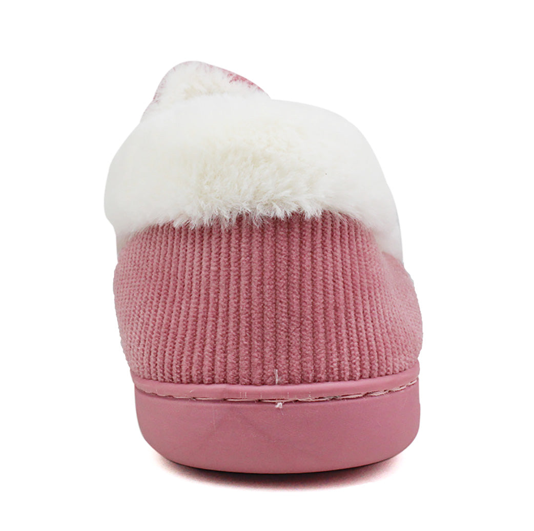 Ladies Womens Faux Fur Lined Warm Slip On Lightweight Hard Sole Winter Slippers