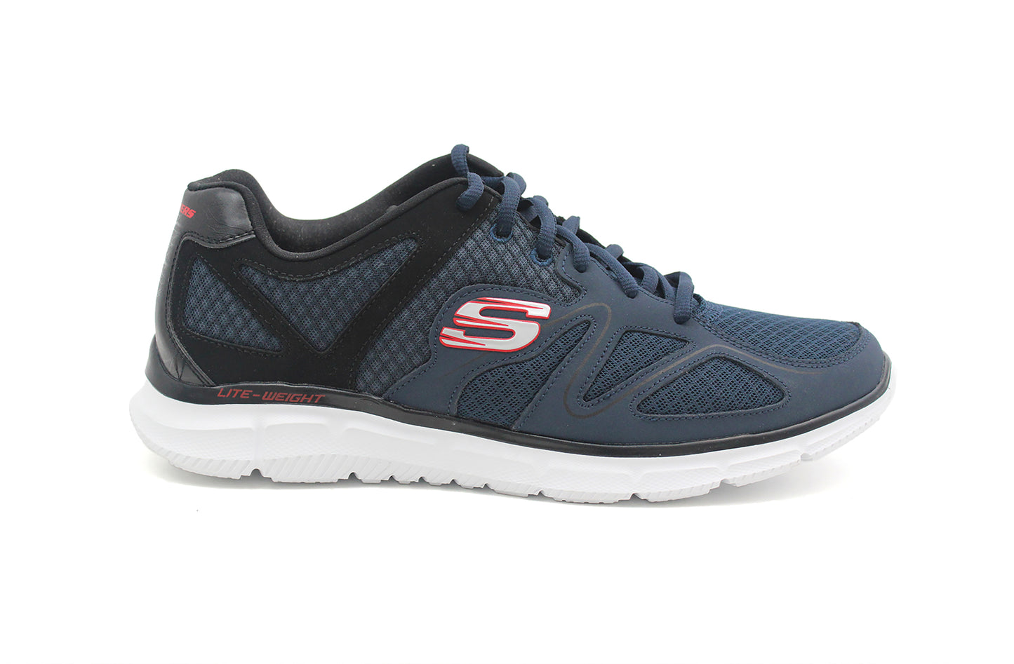 Skechers Men's Verse-Flash Point Sneakers Navy/Black Mesh Lace Up Memory Foam Trainers