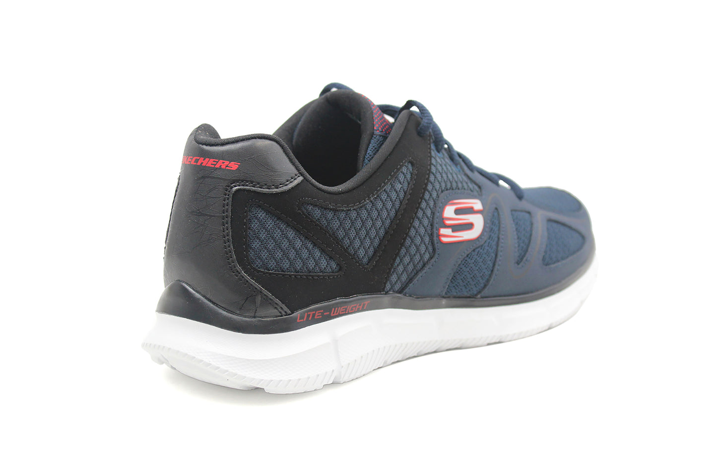 Skechers Men's Verse-Flash Point Sneakers Navy/Black Mesh Lace Up Memory Foam Trainers
