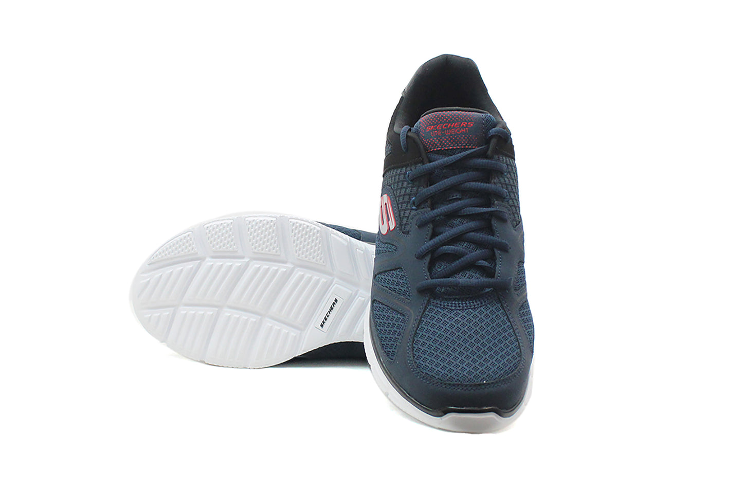 Skechers Men's Verse-Flash Point Sneakers Navy/Black Mesh Lace Up Memory Foam Trainers