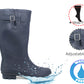 Womens Ladies Wide Calf Adjustable Wellies Waterproof Rain Festival Dog Walking Wellington Boots Navy