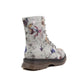 Womens Metallic Floral Grey Combat Boots Ladies High Top Lace Up Side Zip Military Style Boots