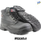 Grafters Mens Black Leather Coated Super Wide EEEE Fitting Steel Toe Cap Work Safety Boots