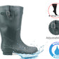 Womens Ladies Wide Calf Adjustable Wellies Waterproof Rain Festival Dog Walking Wellington Boots Green
