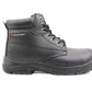 Grafters Mens Black Leather Coated Super Wide EEEE Fitting Steel Toe Cap Work Safety Boots