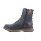 Womens Metallic Navy Bronze Combat Boots Ladies High Top Lace Up Side Zip Military Style Boots