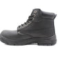 Grafters Mens Black Leather Coated Super Wide EEEE Fitting Steel Toe Cap Work Safety Boots