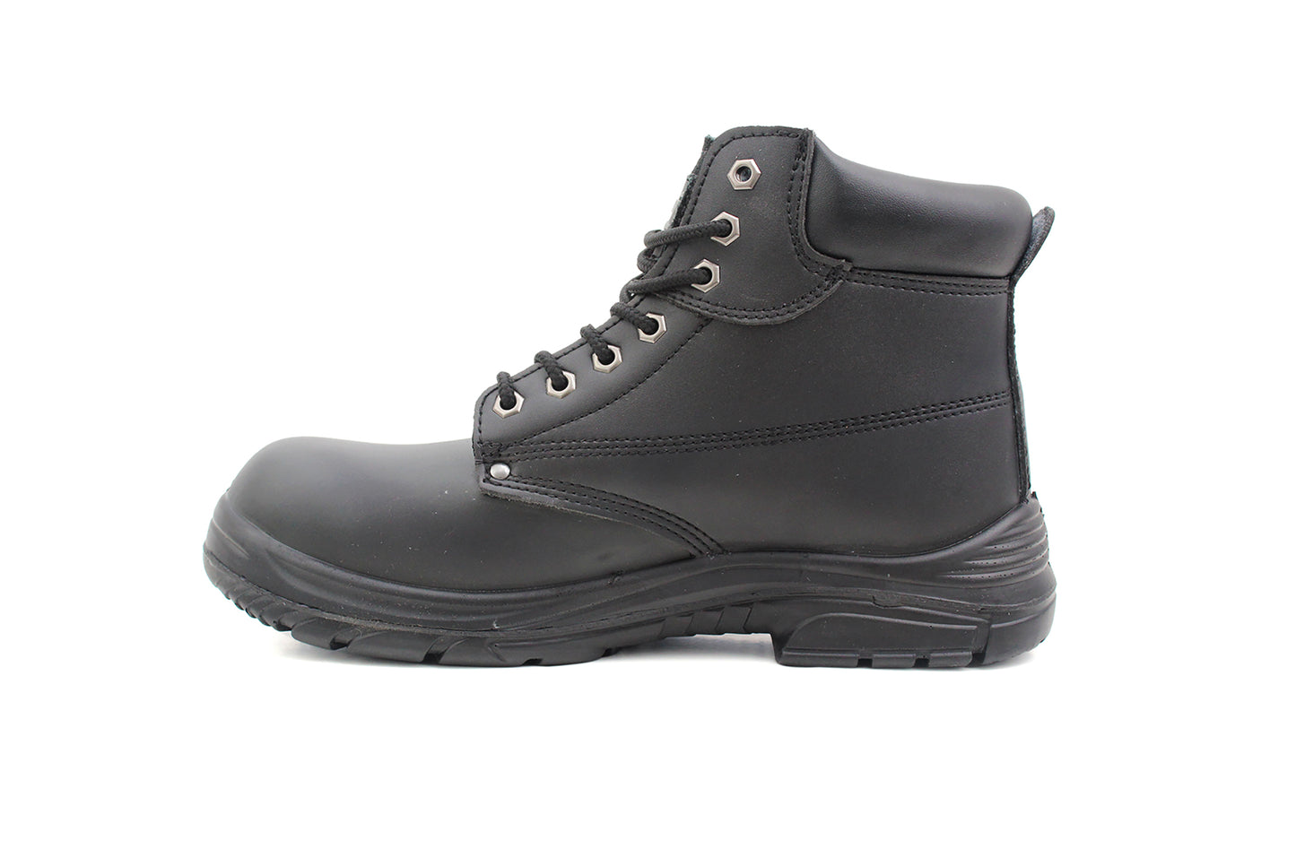 Grafters Mens Black Leather Coated Super Wide EEEE Fitting Steel Toe Cap Work Safety Boots