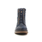 Womens Metallic Navy Bronze Combat Boots Ladies High Top Lace Up Side Zip Military Style Boots