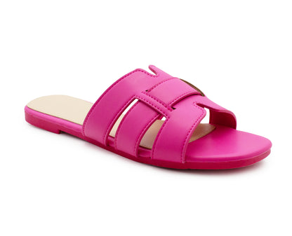 Womens Flat Slip On Sandals Open Toe Multi Strap Slides Backless Casual Summer Holiday Beach Slipper Flats Shoes
