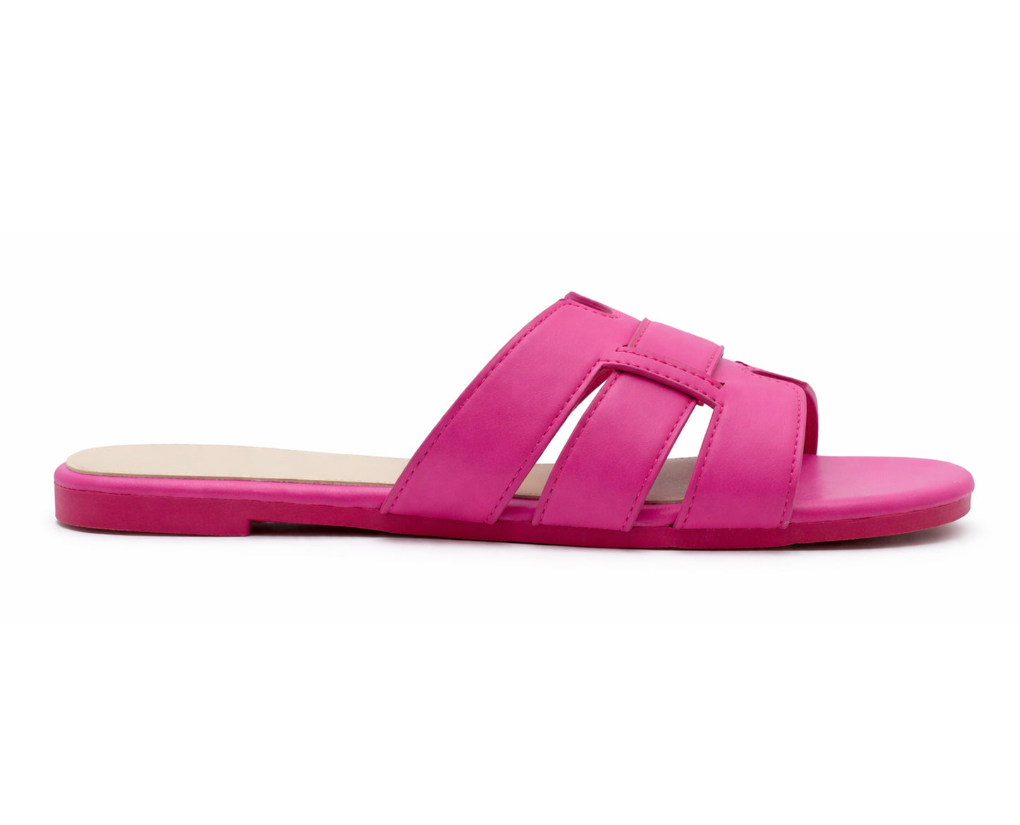 Womens Flat Slip On Sandals Open Toe Multi Strap Slides Backless Casual Summer Holiday Beach Slipper Flats Shoes